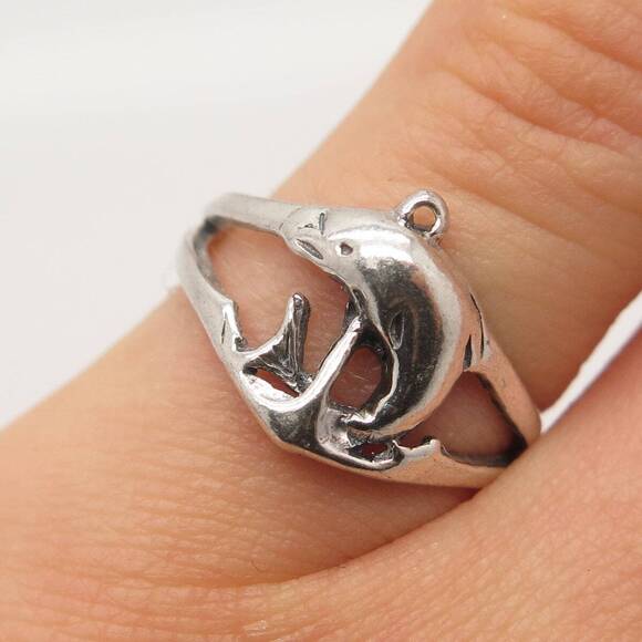 Other - 925 Sterling Silver Vintage Friendly Dolphin Ring Size 5